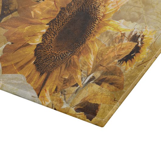 Zonnebloem Giant Yellow  Rustic Art Textuur Snijplank (Hoek)