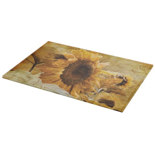 Zonnebloem Giant Yellow  Rustic Art Textuur Snijplank (Hoek)