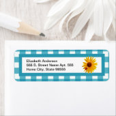 Zonnebloem Gingham met naam Etiket (Insitu)