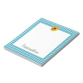 Zonnebloem Gingham met naam Notitieblok (Linkerzijde)
