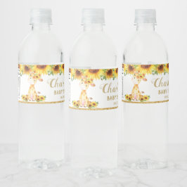 Zonnebloem Giraffe Baby shower 1e Verjaardagsgunst Waterfles Etiket