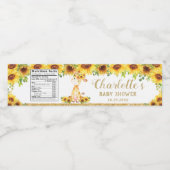 Zonnebloem Giraffe Baby shower 1e Verjaardagsgunst Waterfles Etiket (Enkel label)