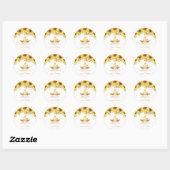 Zonnebloem Giraffe Dank u gouden glitter Ronde Sticker (Vel)