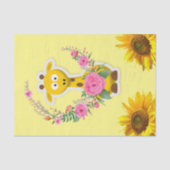 Zonnebloem Giraffe Floral Weefpapier Tissuepapier (Voorkant)