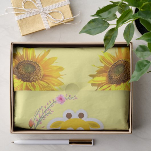 Zonnebloem Giraffe Floral Weefpapier Tissuepapier (Geschenk)