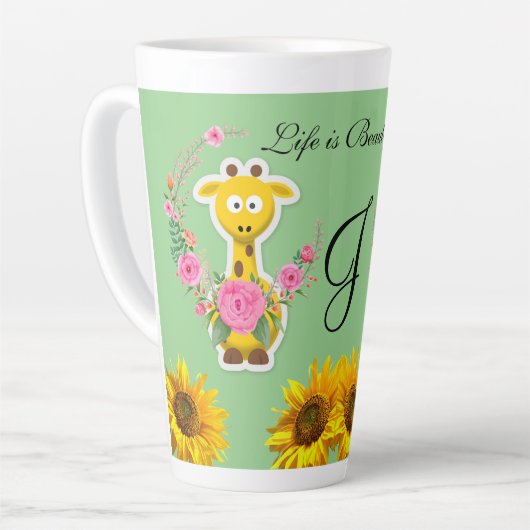 Zonnebloem Giraffe Latte Mok (Linkerhoek)