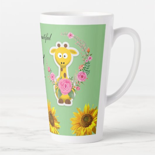 Zonnebloem Giraffe Latte Mok (Rechts)