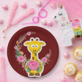 Zonnebloem Giraffe Roze roze Borden van papier Papieren Bordje (Feest)