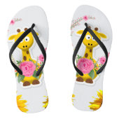Zonnebloem Giraffe Roze Roze Teenslippers (Voetbed)