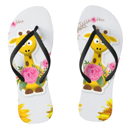 Zonnebloem Giraffe Roze Roze Teenslippers (Voetbed)