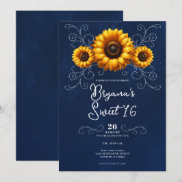 Zonnebloem Glans Blauw Rustieke Glamour Zoete 16 Kaart