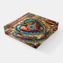 Zonnebloem Glas-in-Lood Hart Steampunk Serie