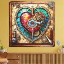 Zonnebloem Glas-in-lood Hart Steampunk Serie