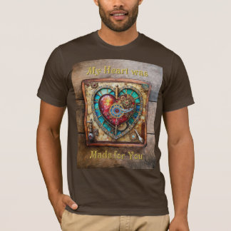 Zonnebloem Glas-in-Lood Hart Steampunk Serie T-shirt