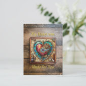 Zonnebloem Glas in lood Hart Steampunk Series Briefkaart (Staand voorkant)