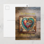 Zonnebloem Glas in lood Hart Steampunk Series Briefkaart (Voorkant / Achterkant)