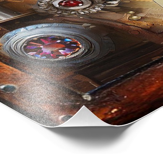 Zonnebloem Glas in lood Hart Steampunk Series Foto Afdruk (Hoek)