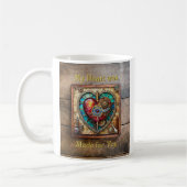 Zonnebloem Glas in lood Hart Steampunk Series Koffiemok (Links)