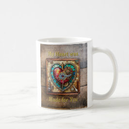 Zonnebloem Glas in lood Hart Steampunk Series Koffiemok
