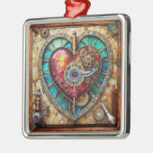 Zonnebloem Glas in lood Hart Steampunk Series Metalen Ornament (Links)