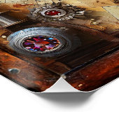 Zonnebloem Glas in lood Hart Steampunk Series Perfect Poster (Hoek)