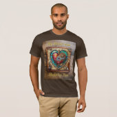 Zonnebloem Glas in lood Hart Steampunk Series T-shirt (Voorkant volledig)
