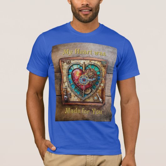 Zonnebloem Glas in lood Hart Steampunk Series T-shirt (Voorkant)