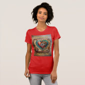 Zonnebloem Glas in lood Hart Steampunk Series T-shirt (Voorkant volledig)