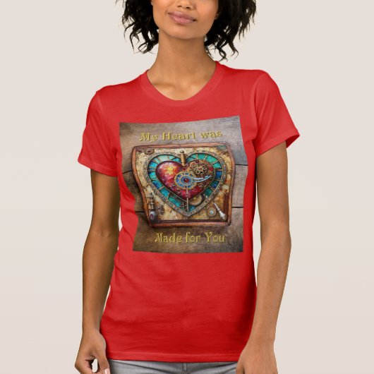 Zonnebloem Glas in lood Hart Steampunk Series T-shirt (Voorkant)