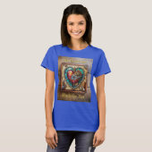 Zonnebloem Glas in lood Hart Steampunk Series T-shirt (Voorkant volledig)