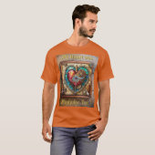 Zonnebloem Glas in lood Hart Steampunk Series T-shirt (Voorkant volledig)
