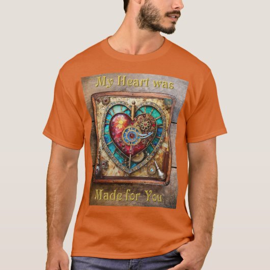Zonnebloem Glas in lood Hart Steampunk Series T-shirt (Voorkant)