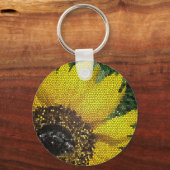 Zonnebloem Glas in lood Vivid Yellow Flower Mosaic Sleutelhanger (Voorkant)