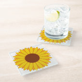 Zonnebloem Glazen Onderzetter (Schuin)
