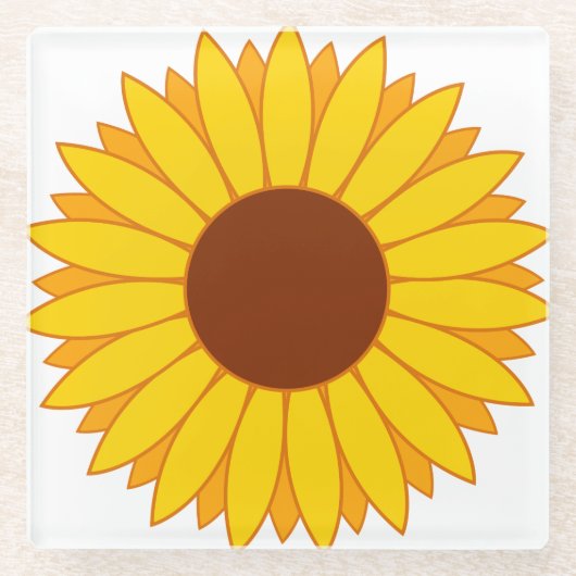 Zonnebloem Glazen Onderzetter (Voorkant)