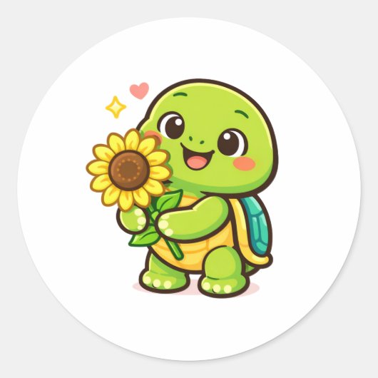 Zonnebloem Glimlach Ronde Sticker (Voorkant)