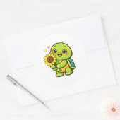 Zonnebloem Glimlach Ronde Sticker (Envelop)