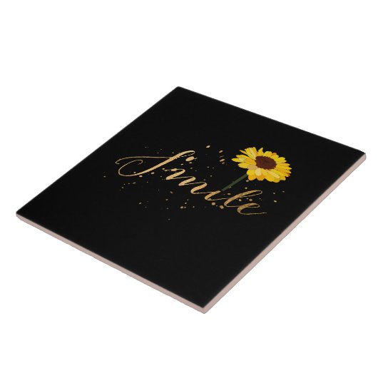 Zonnebloem Glimlach Tegeltje (Zijkant)