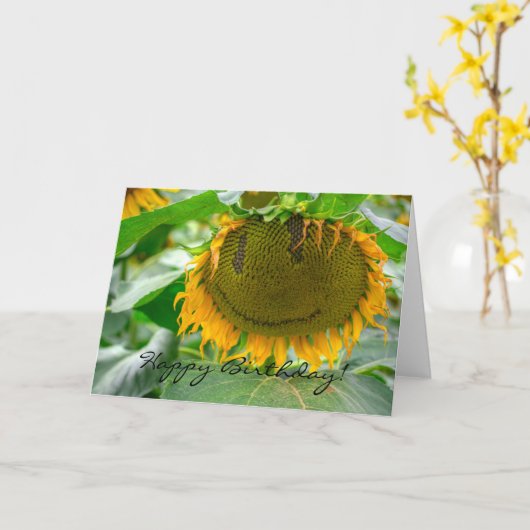 Zonnebloem glimlachen kaart (Gele Bloem)