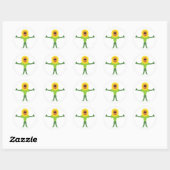 Zonnebloem glimlachen ronde sticker (Vel)