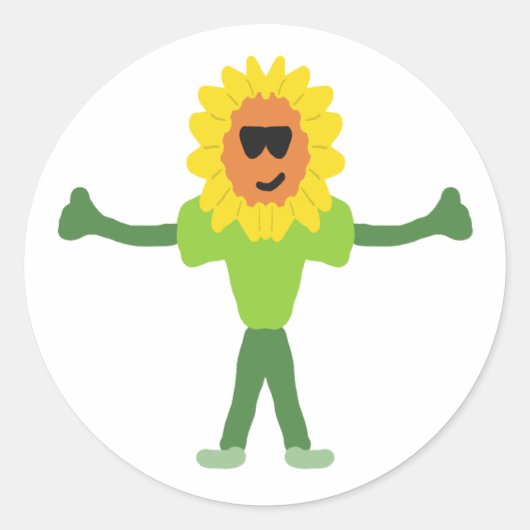 Zonnebloem glimlachen ronde sticker (Voorkant)