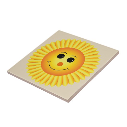 Zonnebloem glimlachen tegeltje (Zijkant)