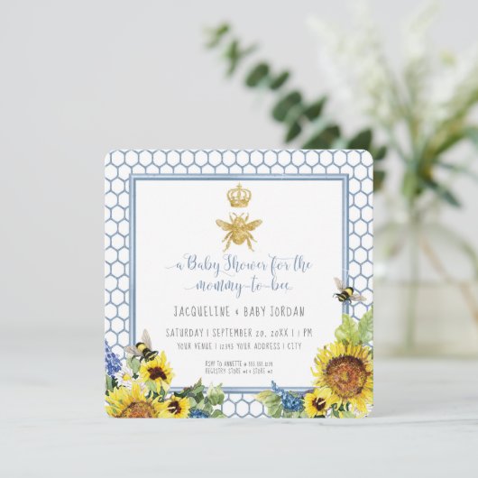 Zonnebloem Glitter Baby Kaart (Staand voorkant)