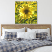 Zonnebloem Glow Wrapped Canvas Afdrukken 24x24 (Insitu (Slaapkamer))