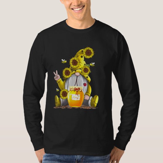 Zonnebloem Gnome met Gele Bee T-shirt (Voorkant)