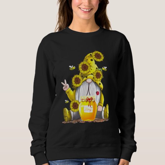 Zonnebloem Gnome met Gele Bee Trui (Voorkant)