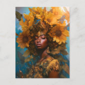 Zonnebloem Godin Fantasy Art Briefkaart (Voorkant)