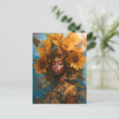 Zonnebloem Godin Fantasy Art Briefkaart (Staand voorkant)