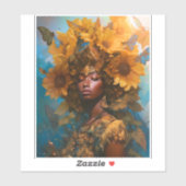 Zonnebloem Godin Fantasy Art Sticker (Vel)