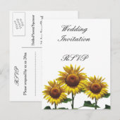 Zonnebloem Goedkope Trouwpakketten Sets Kits Uitnodiging Briefkaart (Voorkant / Achterkant)